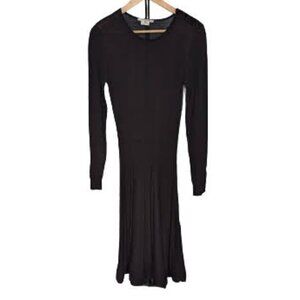 Gerard Darel Black Wool Dress with Button Cuff and Shoulder Detail